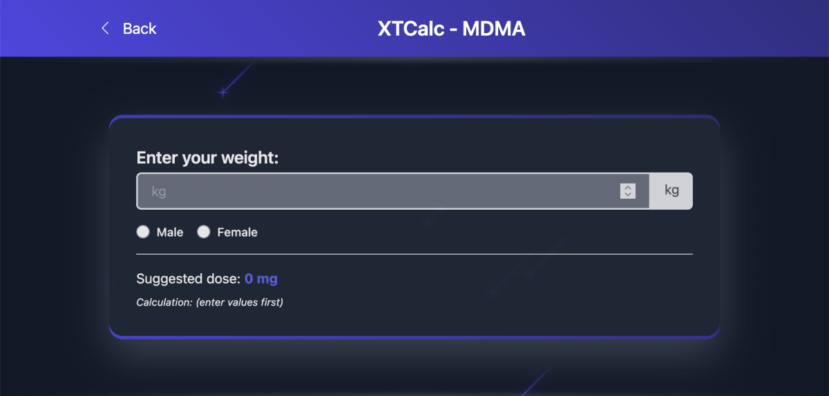 MDMA Dosage Calculator XTCalc